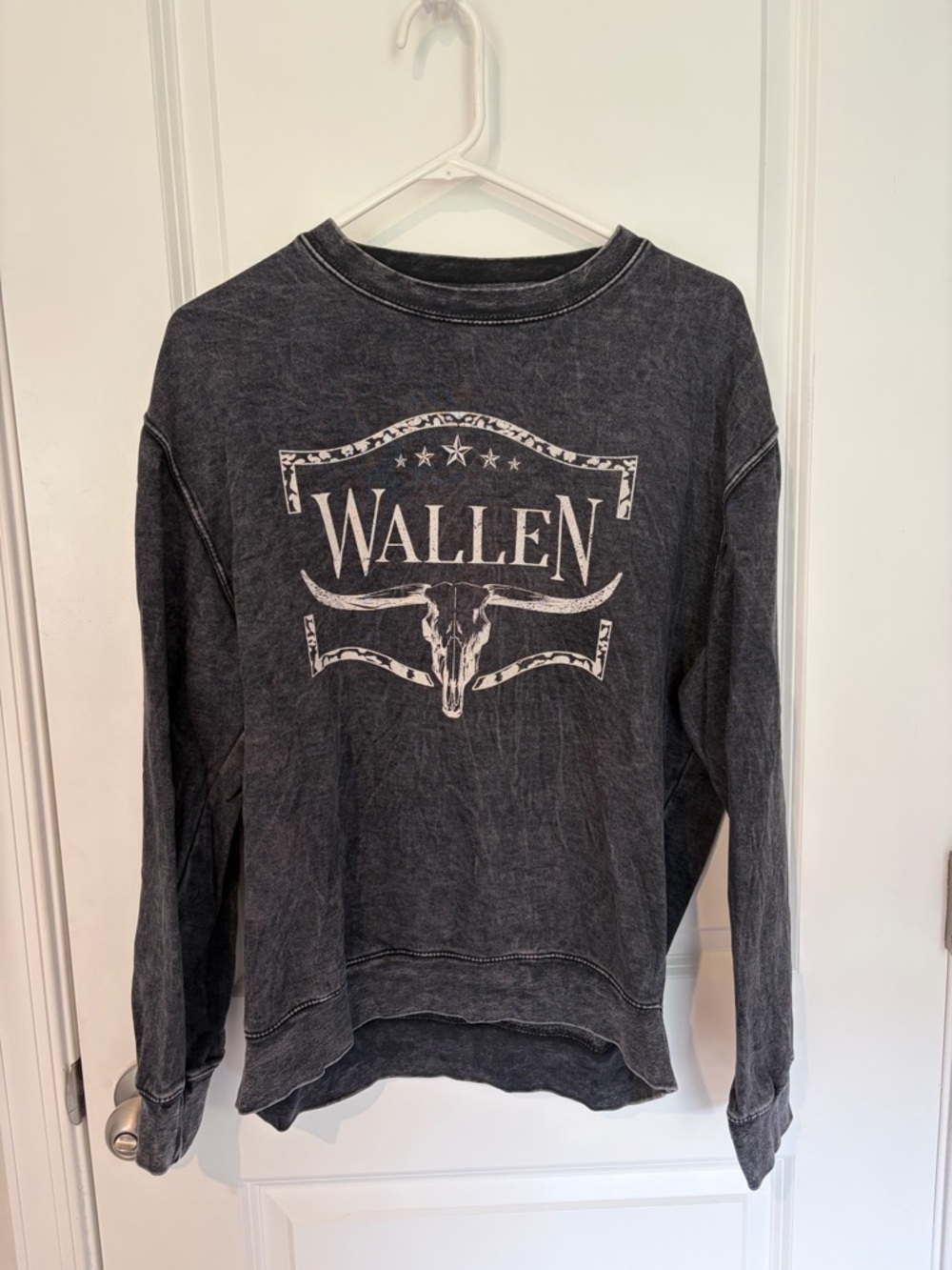 Wallen Black Mineral-Wash Crewneck Sweatshirt